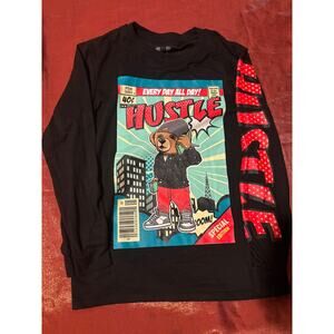 Hustle T-Shirt Boys L Long Sleeve Graphic Bear Hustle Sleeve Special Black